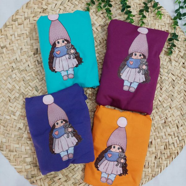 تیشرت قواره دار زنانه، چاپ دخترک